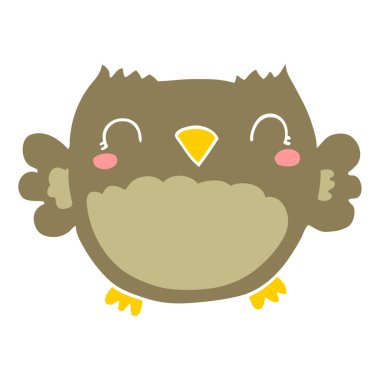 sevimli düz renk tarzı çizgi film baykuş