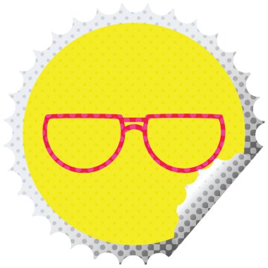 Gözlük grafik vektör çizim dairesel peeling etiket