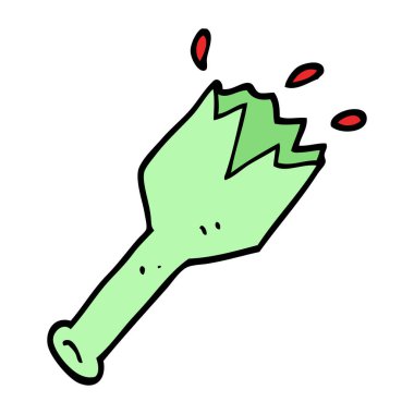 çizilmiş doodle tarzı çizgi film parçalanmış cam şişe el