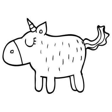 çizim karikatür şirin tek boynuzlu at