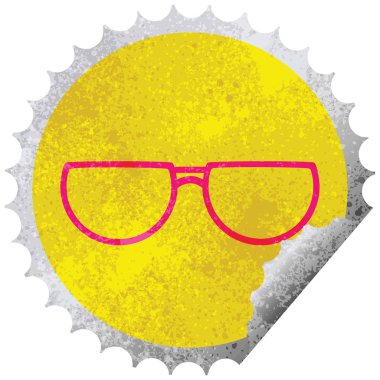 Gözlük grafik vektör çizim dairesel peeling etiket