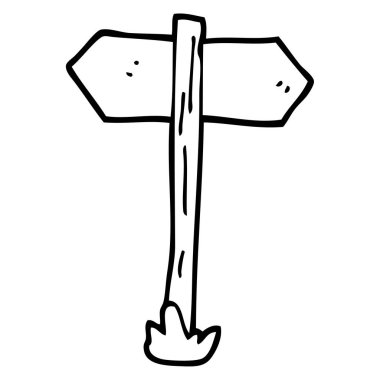 çizim karikatür yön işareti mesajını boyalı.