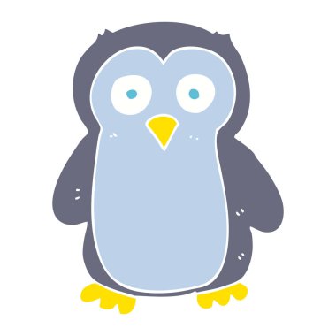 penguen düz renkli çizimi