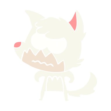 düz renk stil çizgi film fox rahatsız