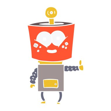 Yaşasın vererek mutlu düz renk tarzı çizgi film robot