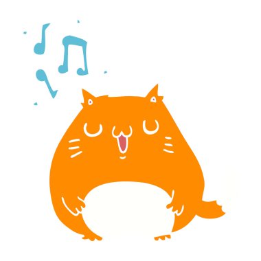 düz renk stil karikatür kedi şarkı