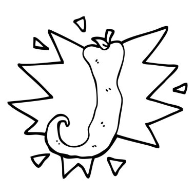 siyah ve beyaz karikatür kırmızı sıcak biber