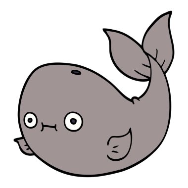 çizgi film doodle balina vektör çizim