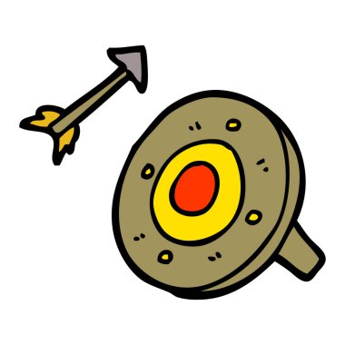 çizgi film doodle kalkan ve ok