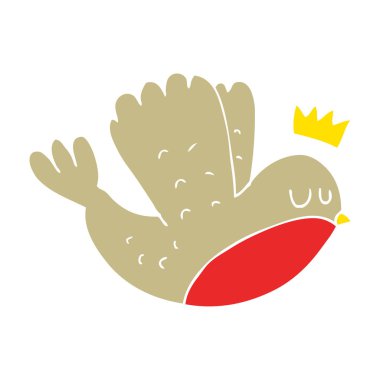 taç uçan Noel Robin'le düz renkli çizimi