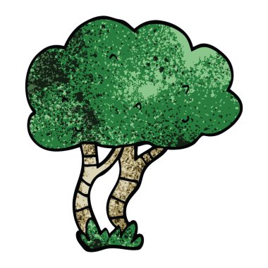 Beyaz arka plan üzerinde izole karikatür doodle ağaç