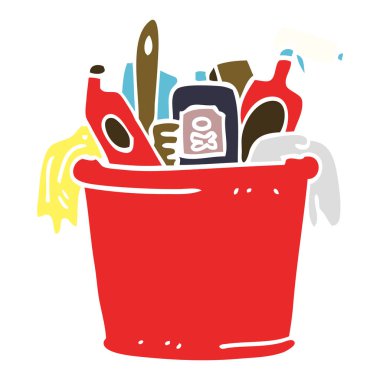 çizgi film doodle ev temizlik ürünleri