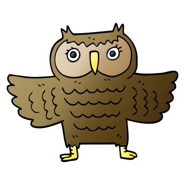 çizgi film doodle ile kanat çırparak baykuş