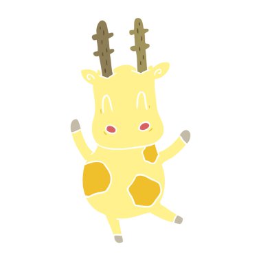 sevimli düz renk tarzı çizgi film zürafayı