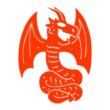 düz renk illüstrasyon karikatür ejderha