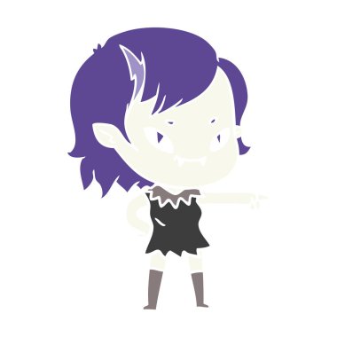 düz renk tarzı çizgi film dostu vampir kız