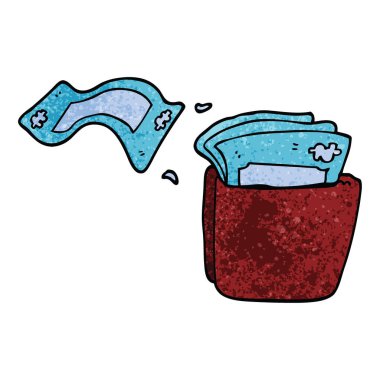 çizgi film doodle cüzdanı para dolu