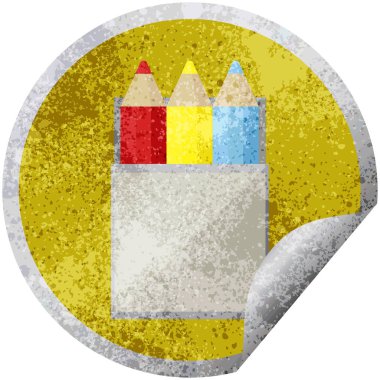 paketi kalem grafik vektör çizim dairesel etiket renklendirme