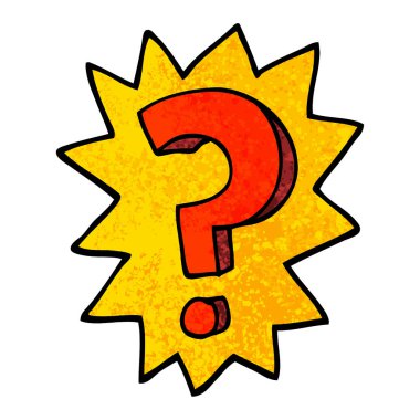 Grunge dokulu illüstrasyon karikatür soru işareti
