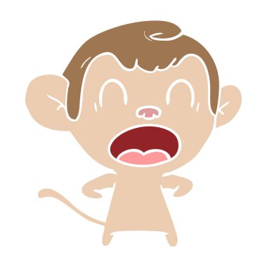 düz renk stil karikatür maymun bağırarak