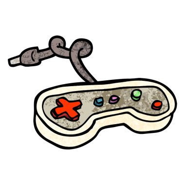 Grunge dokulu illüstrasyon karikatür oyun denetleyicisi