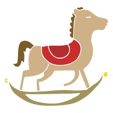 düz renk tarzı çizgi film sallanan at