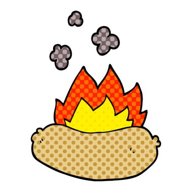 çizgi film doodle yanan sosis