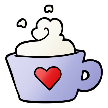 vektör degrade illüstrasyon karikatür fincan kahve