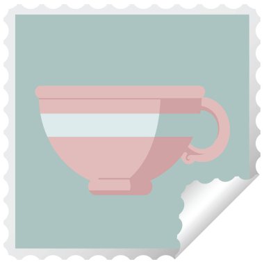 Kahve Kupası grafik kare etiket damga