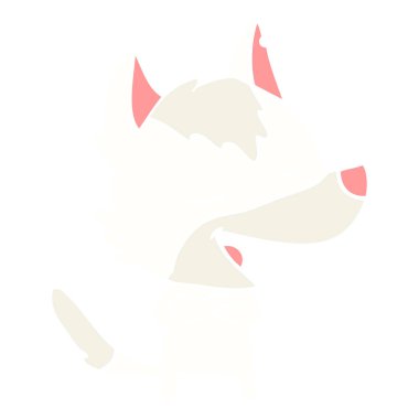 düz renk tarzı çizgi film kurt gülüyor