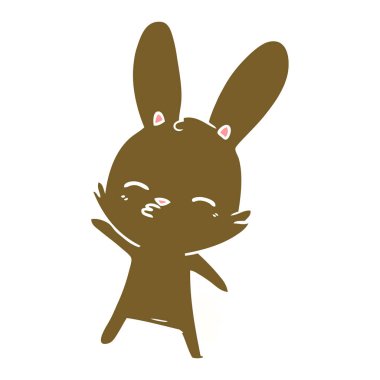 meraklı tavşan düz renk stil çizgi film