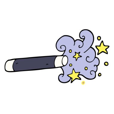 elle çizilmiş doodle tarzı çizgi film sihirbaz değnek