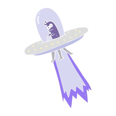 uçan daire düz renkli çizimi