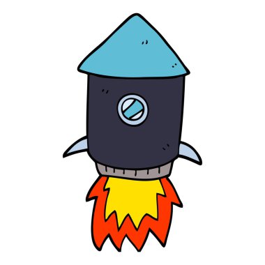 çizgi film doodle uzay roketi