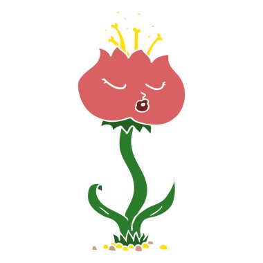 sevimli düz renk tarzı çizgi film çiçek