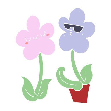 sevimli düz renk tarzı çizgi film çiçek