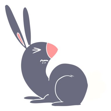 düz renk stil karikatür tavşan rahatsız