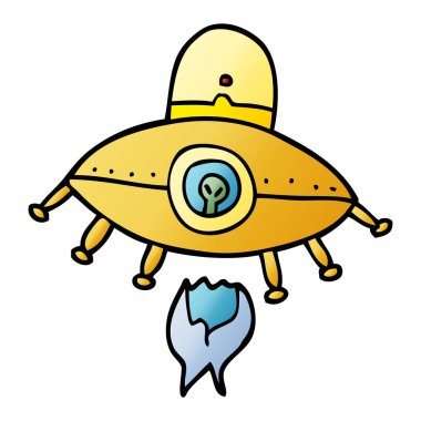 çizgi film doodle uzay gemisi