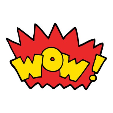 çizilmiş doodle tarzı çizgi film kelime wow el