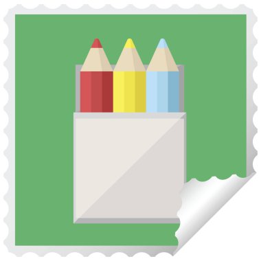 paketi kalem grafik kare etiket damga renklendirme