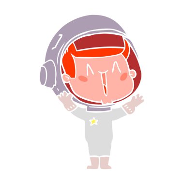 mutlu düz renk tarzı çizgi film astronot