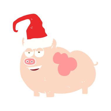 Noel domuz düz renkli çizimi
