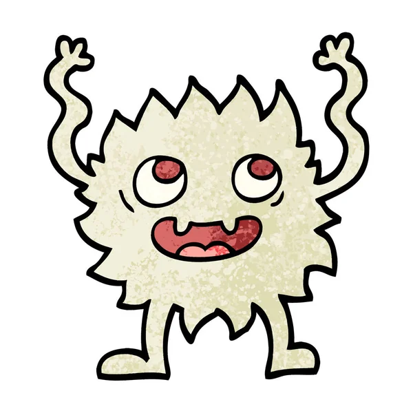 Grunge Texturierte Illustration Cartoon Lustige Pelzige Monster — Stockvektor
