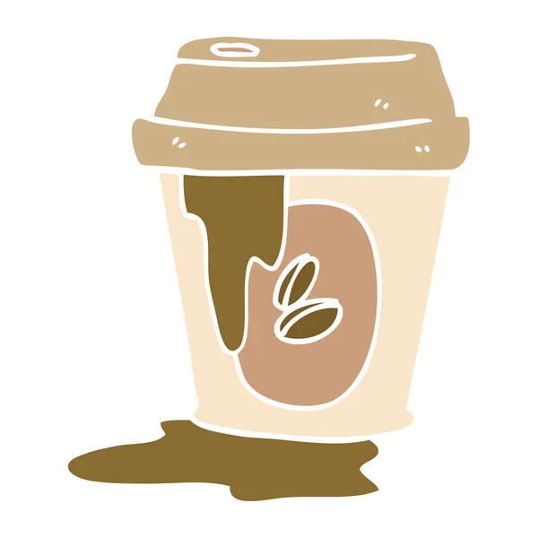 Messy Coffee Cup Flat Color Style Мультик — стоковый вектор