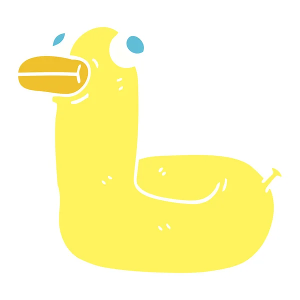 Cor Plana Ilustração Desenho Animado Amarelo Anel Pato — Vetor de Stock