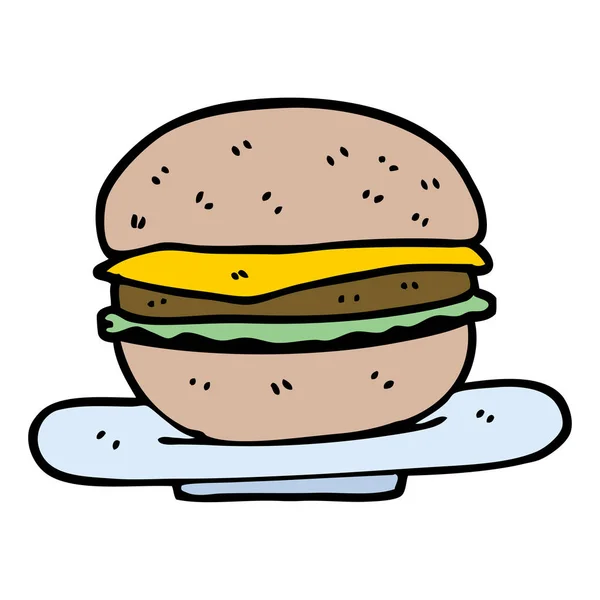 Hand Drawn Doodle Style Cartoon Burger — Stock Vector