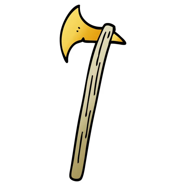 大型の斧は黄金の落書き漫画 — ストックベクタ