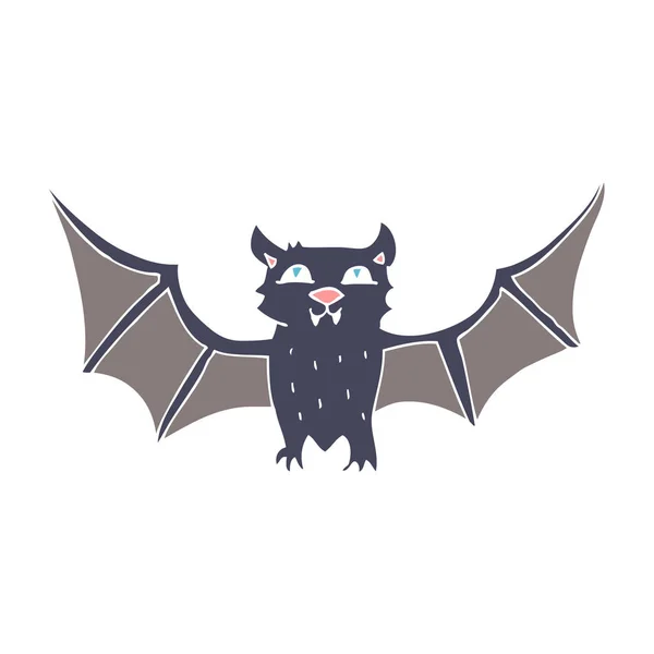 Plochý Barevný Obrázek Halloween Bat — Stockový vektor