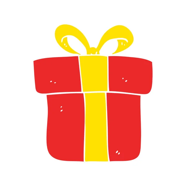 Плоская Цветовая Иллюстрация Рождественского Подарка — стоковый вектор