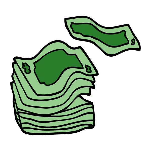 Cartoon Doodle Big Stack Money — Stock Vector